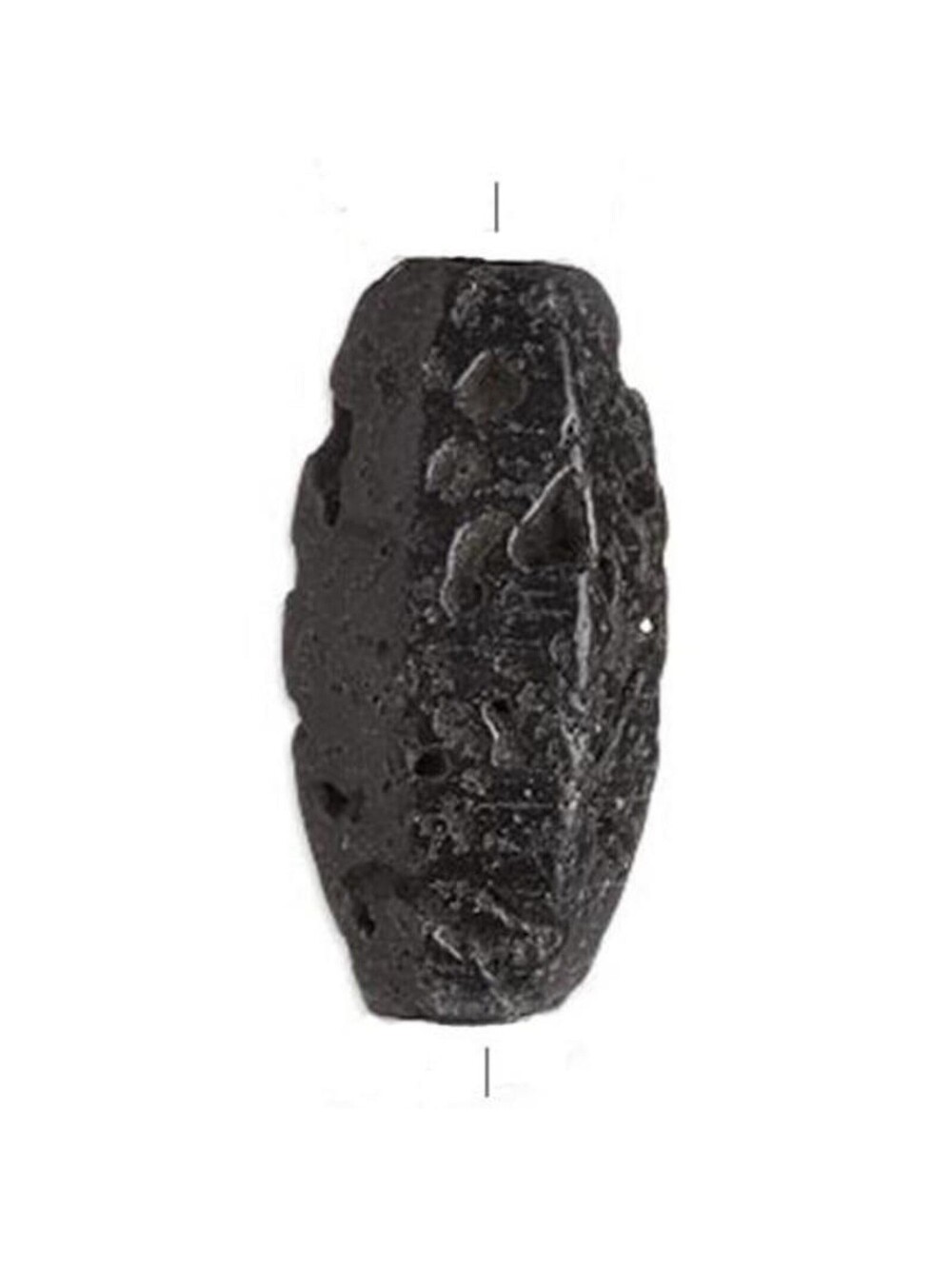Natural Black Lava Gemstone 35mm Hexagon Cut Tapered Oval Pendant Focal Bead
